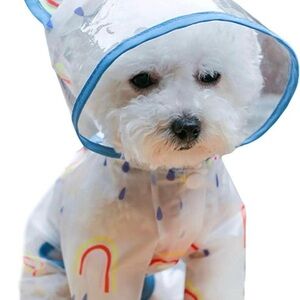 Transparent Dog Raincoat with Blue Trim (size: L)